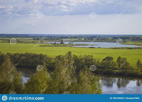 Beautiful Panorama Of The Oka River Bank In Russia Stock Photo Image