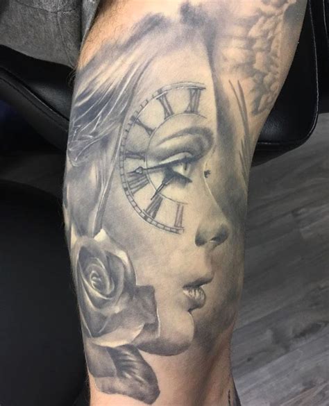 Woman And Clock Tattoo By Luis At Holy Grail Tattoo Studio Clock