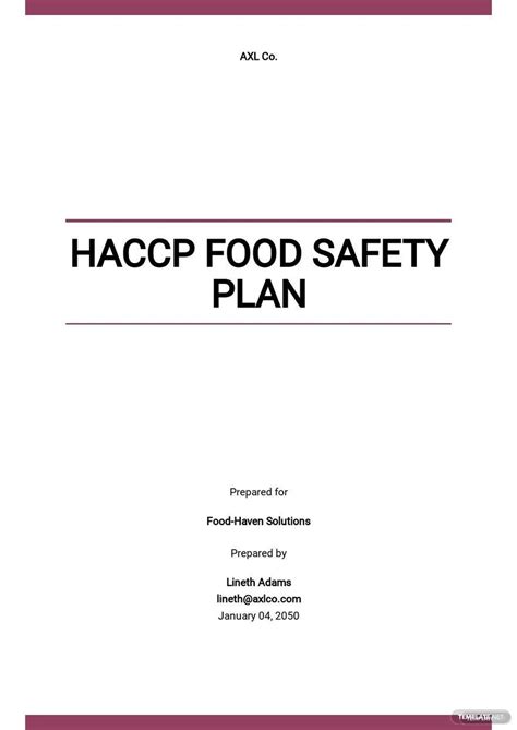 Free Haccp Plan Template