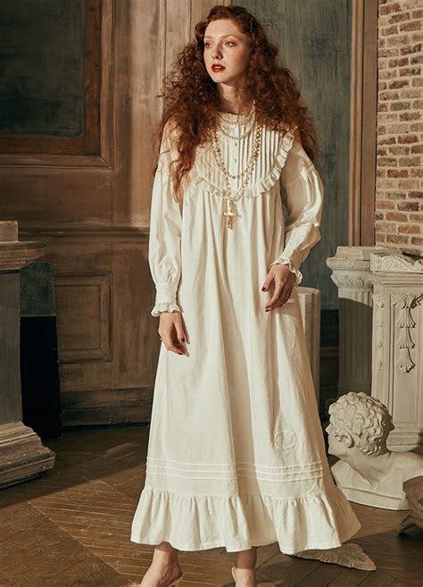 Vintage Long Victorian Princess Nightgown Ladies Royal Sleepwear Women Autumn Winter 2019 Long