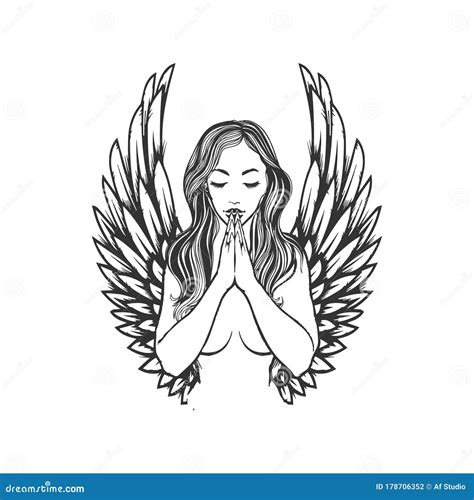 Angel Praying Tattoo Svg Vector Silhouette Clip Art Religious Angels
