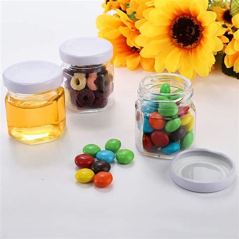 Glass Spice Jars 1 5oz Mini Hexagon Glass Jars With White Lids And Labels