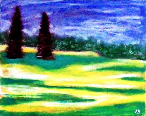 2017 45 Trees And Meadow Pastel Painting Forest Tree Etsy