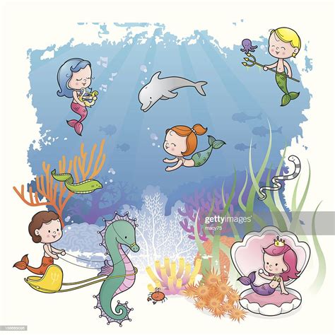 Under The Sea With Mermaid Kids High Res Vector Graphic Getty Images