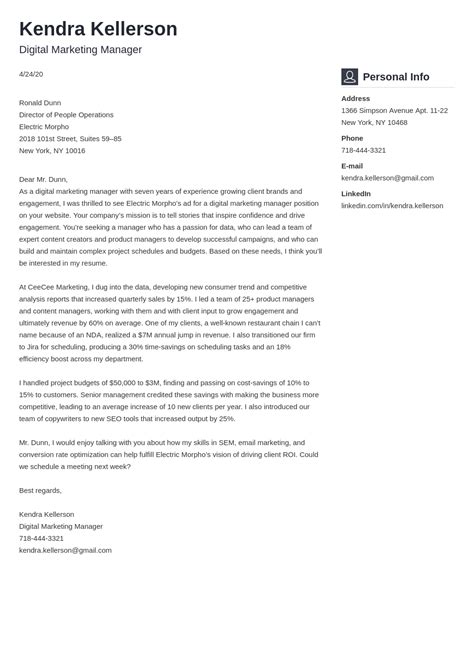 Digital Marketing Cover Letter Examples Writing Guide