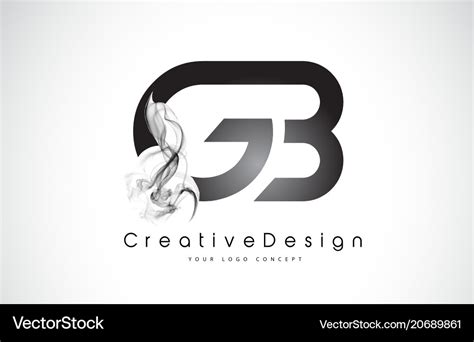 Gb Letter Logo Design With Black Smoke Royalty Free Vector