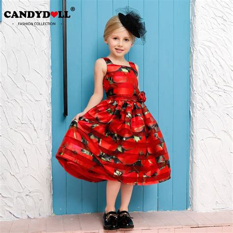 Candydoll Children Girls Dresses Baby Girls Red Clothing Ball Gown