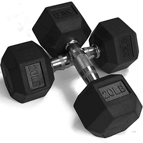 Titan Fitness 20 Lb Pair Free Weights Black Rubber Coated Hex Dumbbell