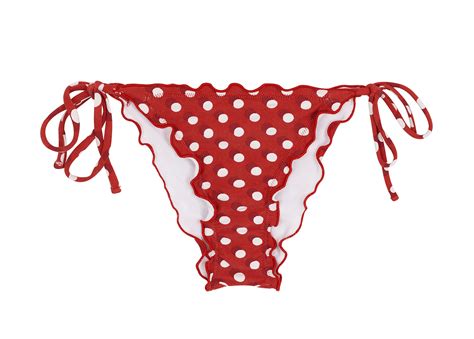 Bbs X Rio De Sol Red Scrunch Bikini Bottom In Polka Dots Bottom Poa