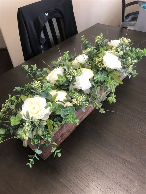 Green Floral Centerpiece Wooden Box Centerpiece Dining Room Table