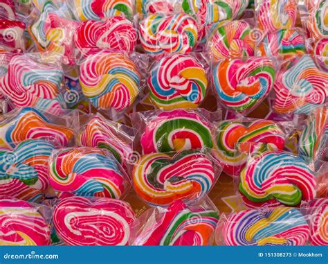 Rainbow Swirl Lollipops Background Stock Image Image Of Multicolored
