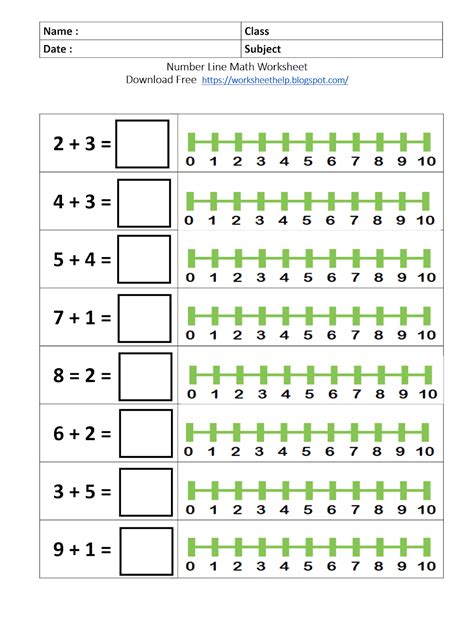 Number Line Math Worksheet Grade 1 Clipart Creationz