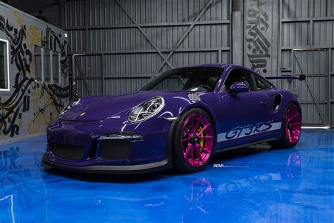 Ultraviolet Porsche 911 Gt3 Rs Poses With Pink Wheels