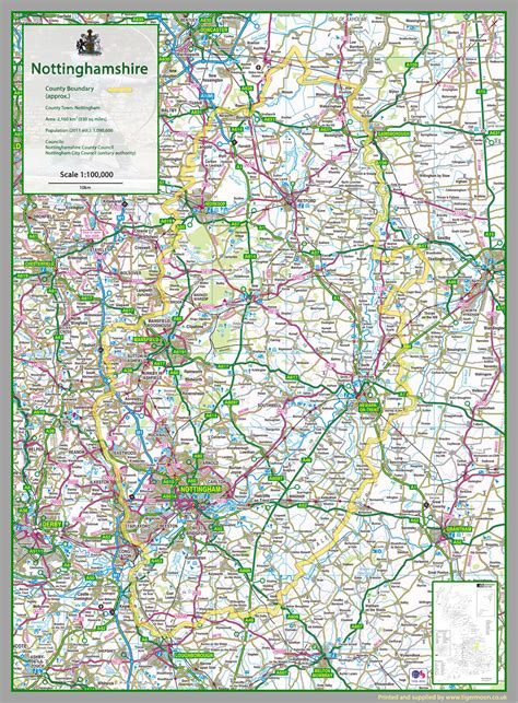 Nottinghamshire County Map Tiger Moon
