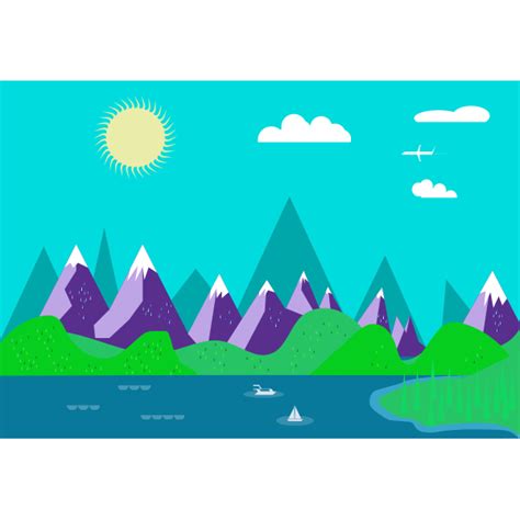 Nature Landscape With Ships And Mountains Free Svg