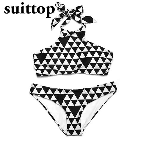 Suittop Bikini 2017 New Checkered Maillot De Bain Vintage Swimwear Sports Swimsuit Women Sexy