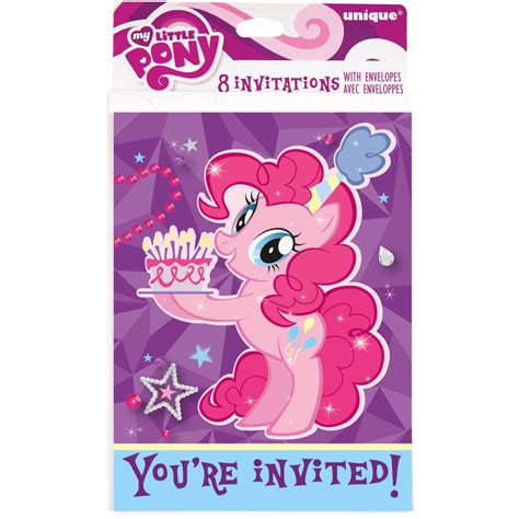 New Pack Of 10 My Little Pony Themed Birthday Card Party Invitations