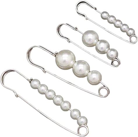 Amazon Com Pcs Elegant Pearl Large Safety Pin Brooch Clips Cardigan Clips Sweater Shawl Clips