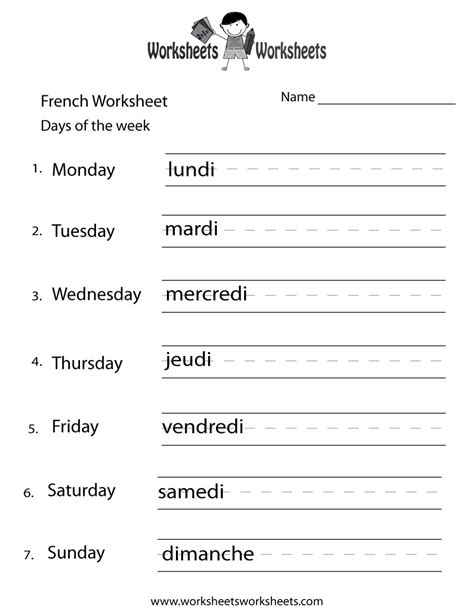 French Worksheets For Grade 4