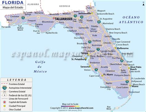 Mapa Del Estado De Florida Estado Unidos De America