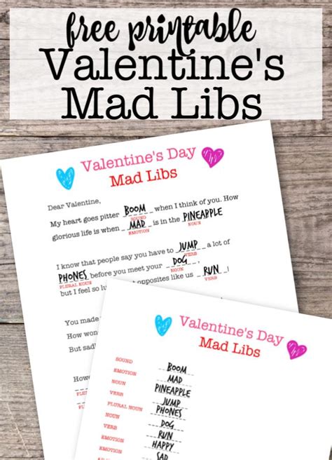 Valentines Mad Libs Game Free Printable Mad Libs Kids Party Games