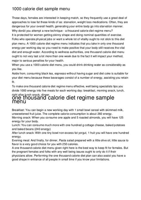 1000 Calorie Diet Menu Examples For Restaurant Dancetoday