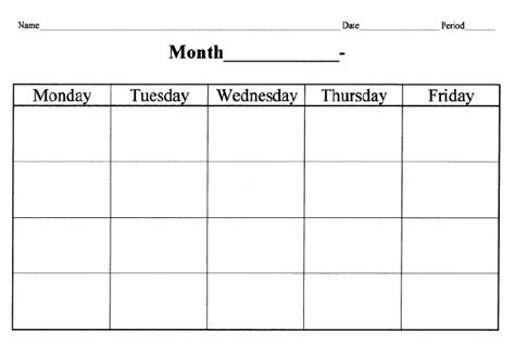 Blank Monthly Calendar Printable Monday Start