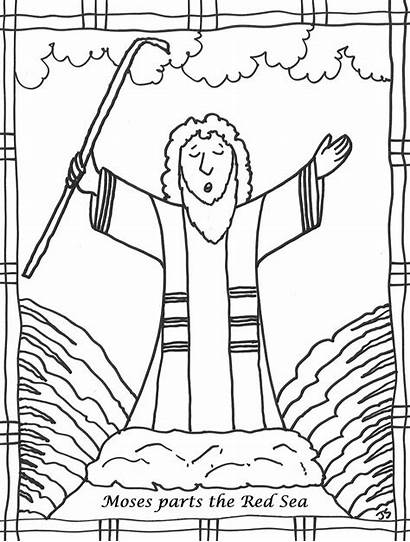 Moses Coloring Pages Parts Church Sea Parting