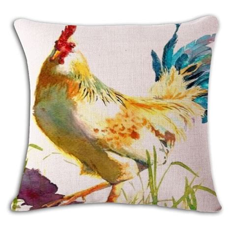 Buy 18 Square Vintage Cock Cushion Cover Cotton