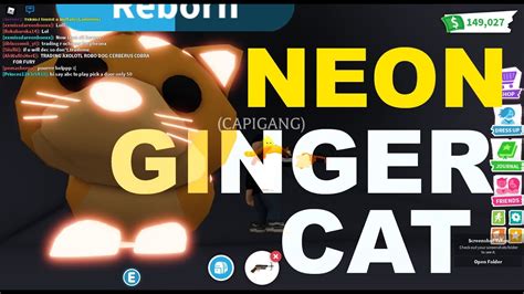 Neon Ginger Cat Adopt Me Roblox Youtube