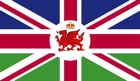 Here's the current flag of wales in 2019. Uk flag with Wales included and a crown : vexillology