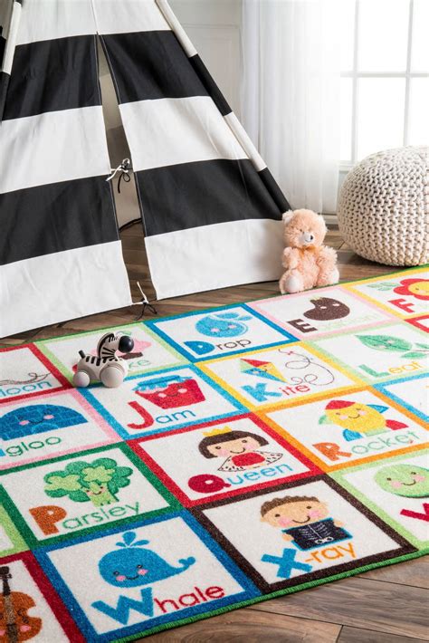 These alphabet rugs all feature the alphabet in a fun and creative way to help kids learn. Kids Alphabet Picture Rug(Size 240 x 160cm)