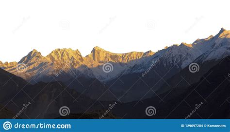 Snowy Peak With Sunlight Stock Photo Image Of Isolated 129697284