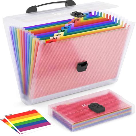 Thinktex 2 Pack Expanding File Folder 13 Pockets Multi Colour Plastic