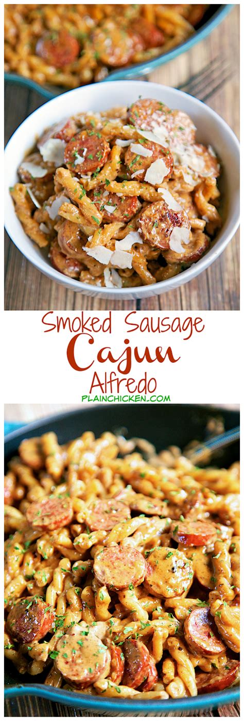 Puns and dad jokes aside, this recipe is super easy to make. Smoked Sausage Cajun Alfredo | Plain Chicken® | Pasta ...