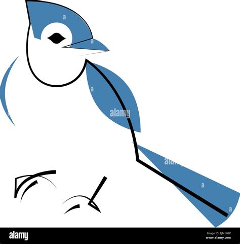 Blue Jay Bird Minimalist Line Style Vector Illustration Isolated On