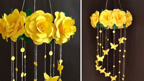 Paper Rose Flower Wall Hanging Home Decor Ideas Youtube