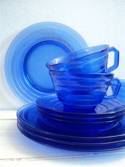 Vintage Cobalt Blue Hazel Atlas Moderntone By Valeriesvintagehome 28 00 Blue Glassware Blue