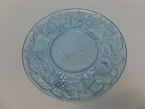 Blue Depression Glass Platefruit Pattern Plateserving