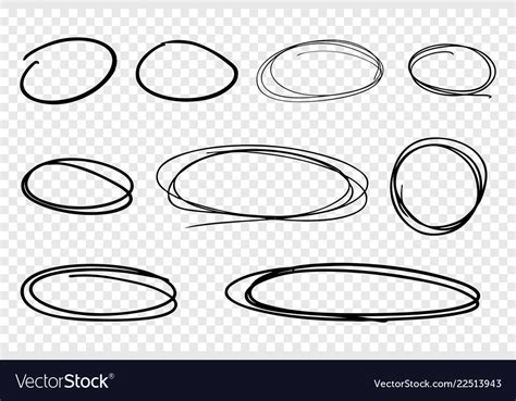 Collection Hand Drawn Line Circles Royalty Free Vector Image