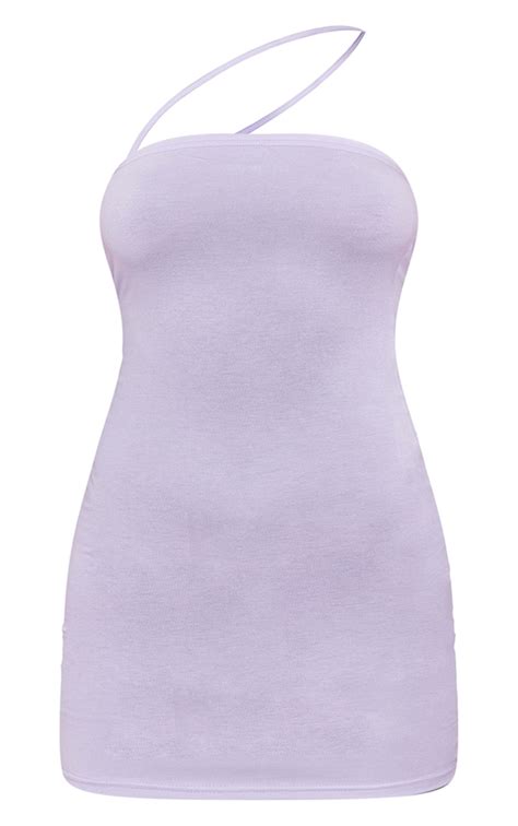 Lilac Asymmetric Strap Bodycon Dress Prettylittlething Usa