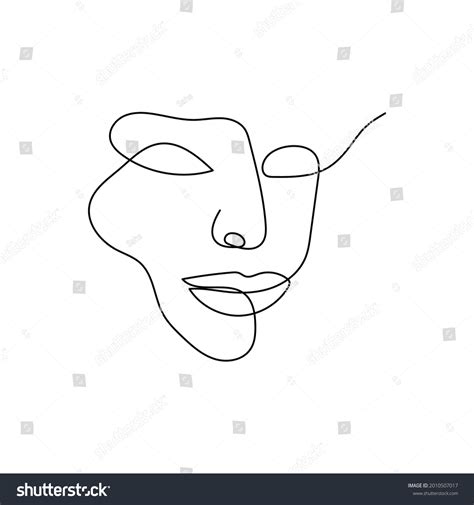 Facial Features Continuous Line Drawing One Stock Vector Royalty Free Shutterstock