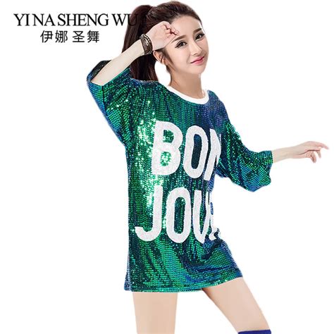 Adults Jazz Dance Costume Stage Performance Ds Sequins Top Female Hip Hop Dance Clothing Street