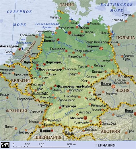 Подробная карта Германии Германия на карте мира —