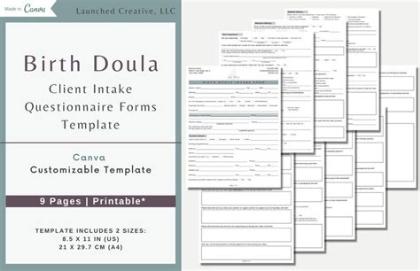 Birth Doula Intake Questionnaire Form Template Birth Doula Etsy