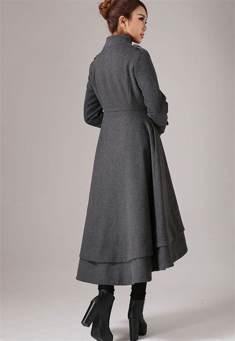 Gray Wool Coats Long Wool Coat Women Winter Coat Wool Coat Etsy