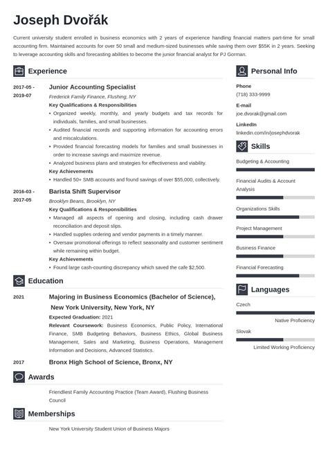 Undergraduate College Student Resume Template And Guide