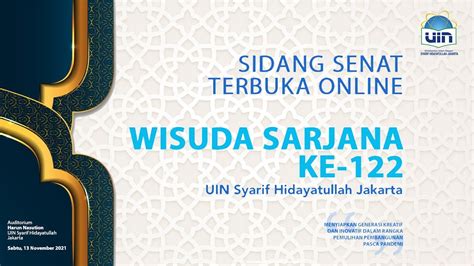 Wisuda Sarjana Online Ke 122 Uin Syarif Hidayatullah Jakarta Sabtu 13