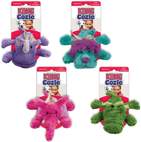 Kong Cozie Plush Squeak Toys For Dogs And Puppies Two Sizes Various