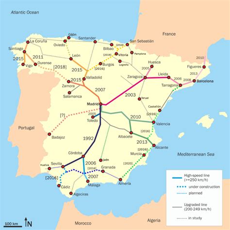 Ave High Speed Train Spain Map Tourist Map Of English Images And